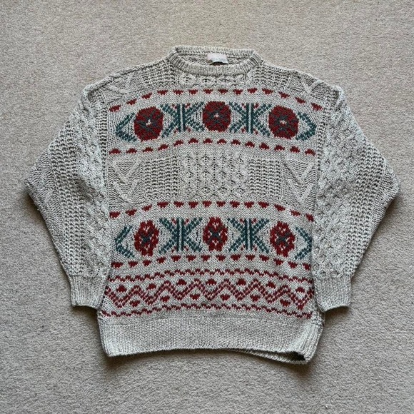 Vtg 80s Mark Shale Linen Cotton Blend Chunky Knit Pumpkin Garden Sweater Cottage - Picture 1 of 8